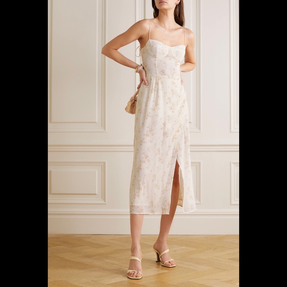Reformation Kourtney Dress in White Floral Print